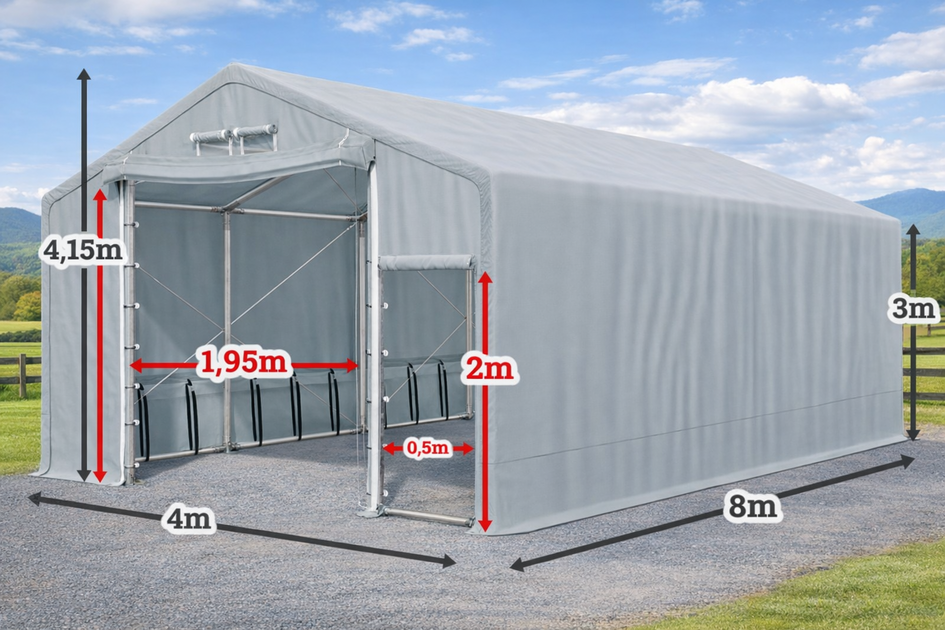 Opslagtent 4x8m PVC 550 g/m² – Professionele Opslagtent Waterdicht ...